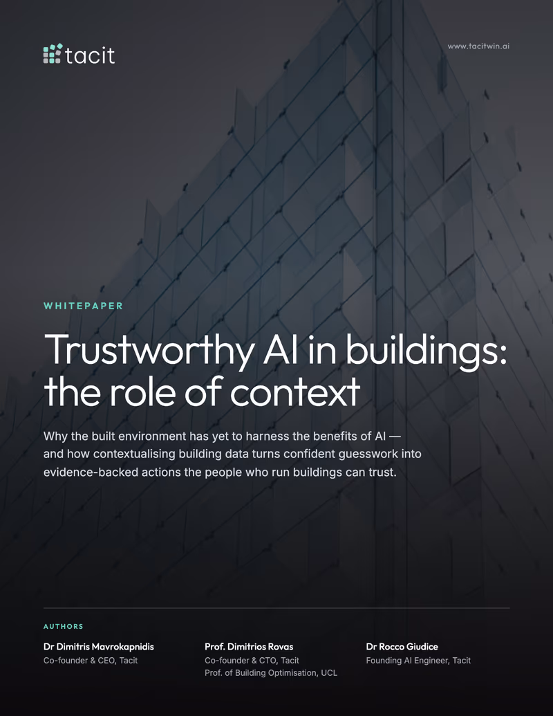 Cover of the whitepaper Trustworthy AI in buildings: the role of context